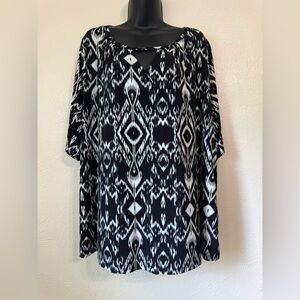 Worthington Monochrome Zebra Print Top 0130